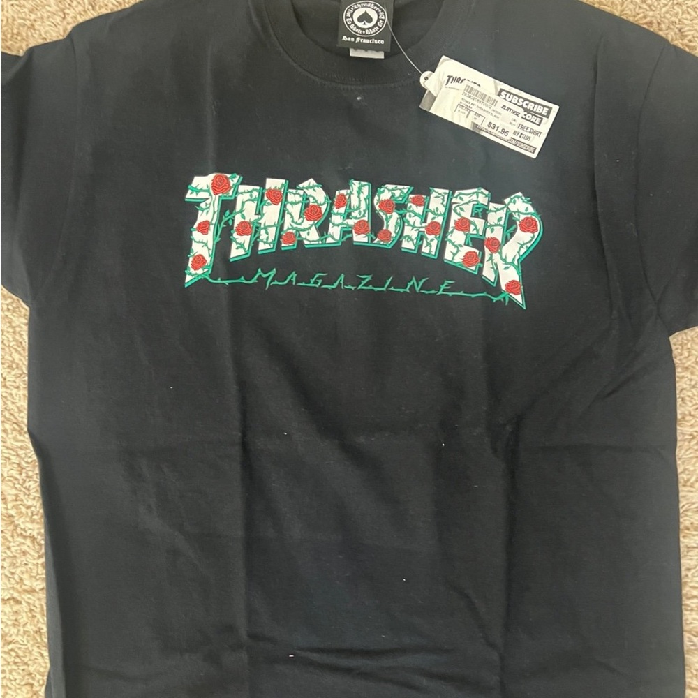 Thrasher Kids Black T-Shirt with Graphic Design